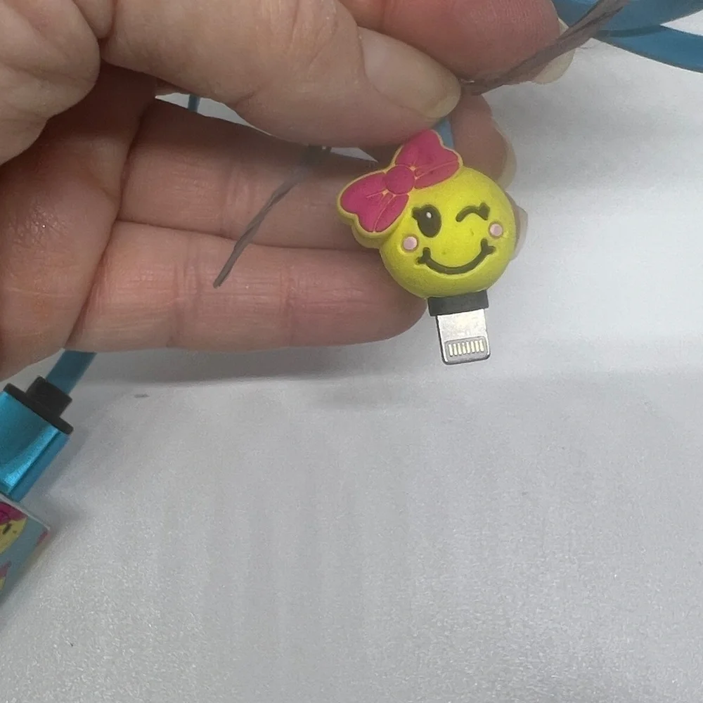 Almost New Smiley Blue Charging Cable with Smiley Face Adapter